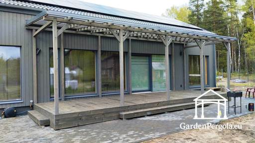 Prístrešok pripojený k domu 3x10m z polykarbonátu - garden gazebo pergola