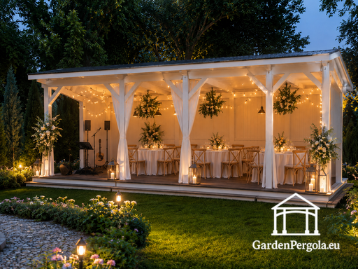 Drevený altánok 4x8 m s dvojspádovou strechou - garden gazebo pergola