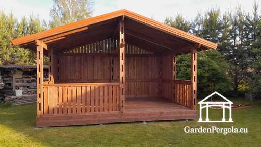 4x6 m Hnedý Drevený Záhradný Altánok - garden gazebo pergola