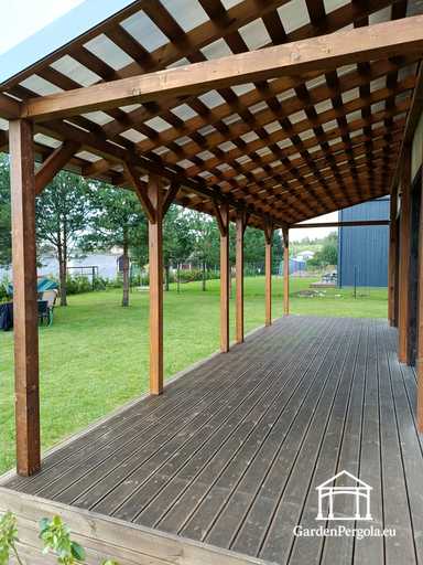 Prírodná drevená veranda 2,4 x 9 m bez terasy